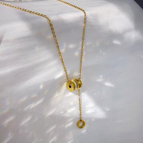 Luxury Famous Brand Jewelry Gold Stainless Steel Roman numerals Necklace Female Charm Necklace pendant For Women