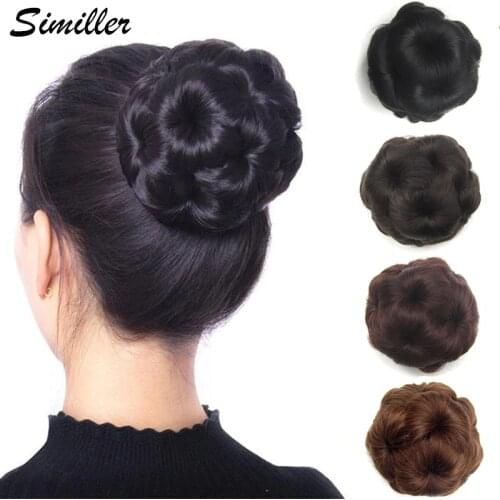 Similler Women Curly Flower Chignon Hair Bun Donut Claw In Hairpiece Extensions Synthetic High Temperature Fiber