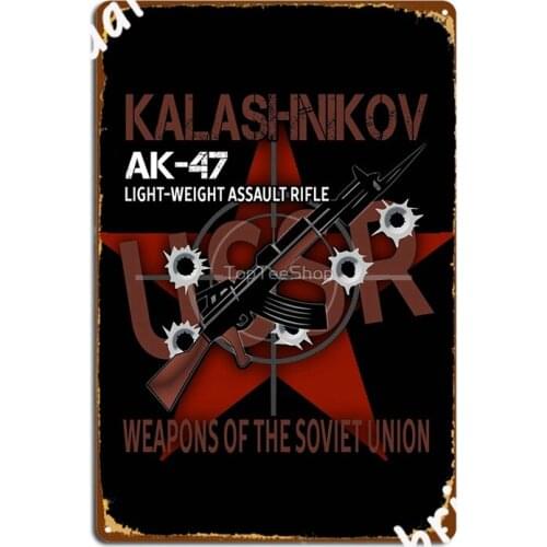 Soviet Kalashnikov Ak-47 Vintage Ussr Weapon Communism Retro Cccp Metal Signs pub Garage Customize Wall Decor Tin sign Posters