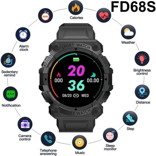 FD68S Smart Watch Sports Men Women Alloy Metal Shell Smartwatch Heart Rate Blood Pressure Monitor Intelligent Fitness Bracelet