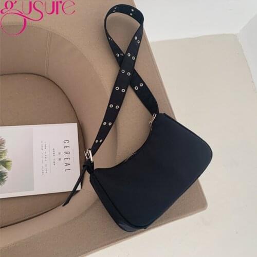 Gusure Fashion Women Underarm Hobos Bag Nylon Single Shoulder Bags Female Clutch Purse Handbags All-match Simple Small Tote Bag