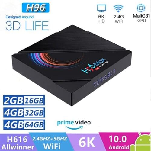 2021 HD 6K H96max H616 Smart TV Box Android 10.0 Voice Set-Top Box 2.4G/5G Dual Band WIFI Bluetooth Video Receiver RAM16/32G/64G