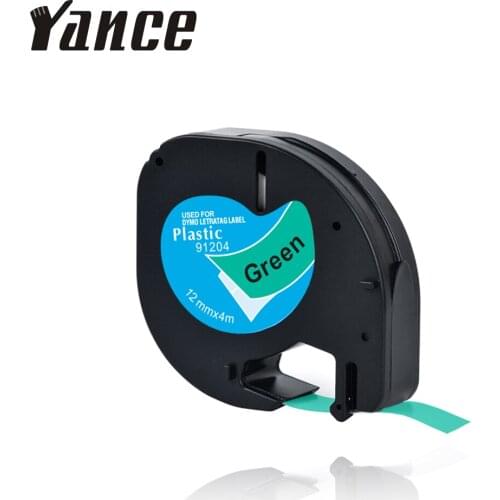 Yance LT91204 91204 91334 LT label maker tape 12mm Black on green Compatible DYMO LetraTag Tape for dymo label printer LT-100H