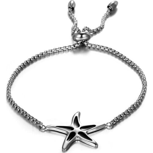 NANDESI Jewelry Womens Distance Adjustable Stainless Steel Bracelets Fashion Star Bangle Lovers Birthday Gifts