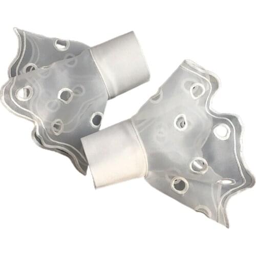 Women Ruffled Lace Layered Horn Cuffs Stretch Bracelet Decorative False Sleeves H9ED