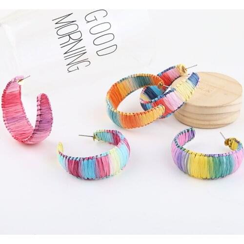 Summer beach style Letter C Shape 20pcs/lot Fashion earrings for women Bamboo rattan diy jewelry accessory