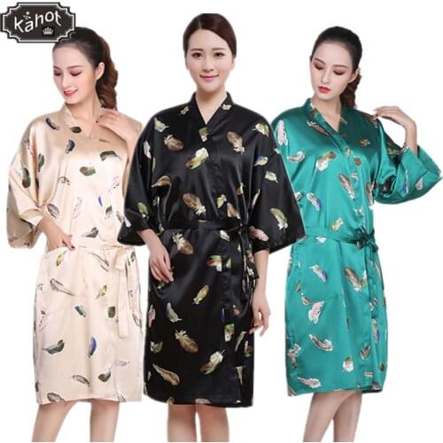 Salon Client Gown Robe Feather Pattern Black Smock Kimono Hairdressing Cape Dress Beauty SPA Hotel Barber Guest Cloth Gown