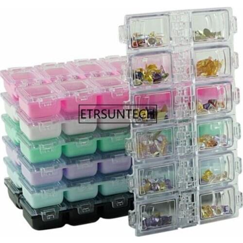 100pcs 12 Grids Empty Storage Box Rhinestone Acrylic Crystal Beads Jewelry Decoration Nail Art Accessories Pills Case F2517