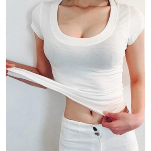 2021 Womens T Shirt Women Short Sleeved Slim Solid Color Pure Tee Womens T-Shirt For Female Women T Shirts