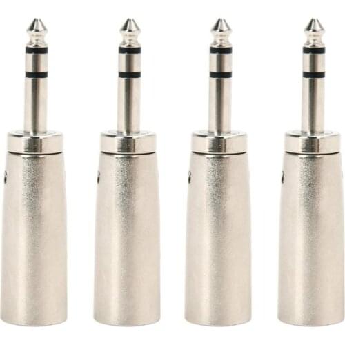 4pcs 3 Pin Microphone Transform TRS Male to Female Adapter XLR Male to 1/4" 6.35mm Stereo Mic Connector Converter Plug