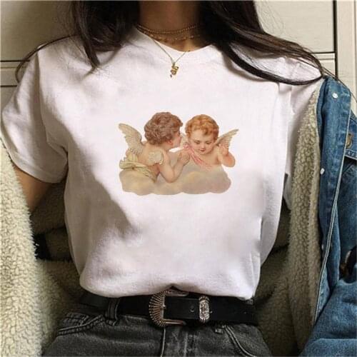90s Graphic Rock Top Tees Female Angel Child T Shirt Women Harajuku Vintage T-shirt Fashion Queen Tshirt Short Sleeve