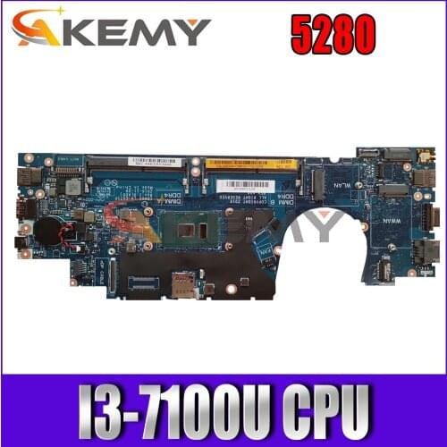 Akemy CDM60 LA-E071P 9RJMF Laptop Motherboard For DELL Latitude 5280 I3-7100U CN-03Y392 3Y392 Mainboard 100%Tested