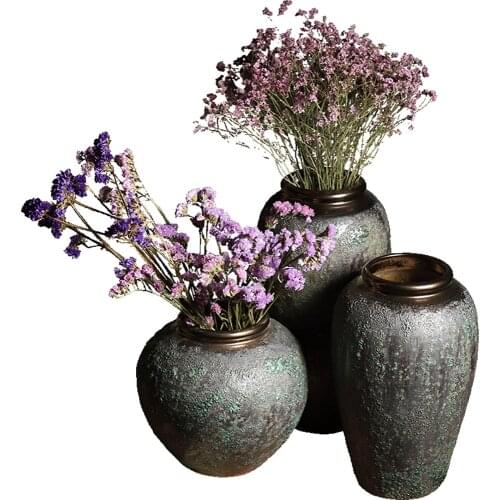 Jingdezhen Antique Ceramic Art Vase Decoration Nordic Large Vase Living Room Flower Arrangement Decoration Household Floor Vase