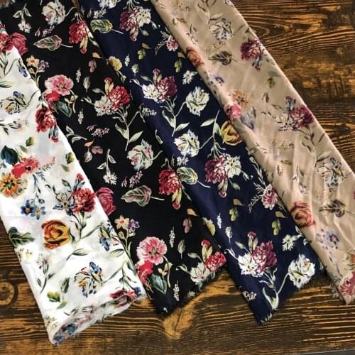 /Autumn Breathable WOMENS Dress Cloth Thin Soft Top Grade Benshan Linen Chiffon Vintage Printed Floral Fabric/1 M