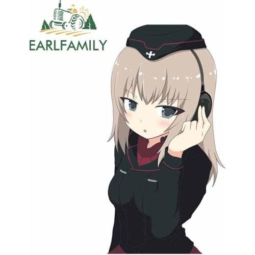 EARLFAMILY 13cm x 6.8cm for GIRLS und PANZER Itsumi Erika Car Stickers and Decals Waterproof Trunk Creativite Car Door Protector