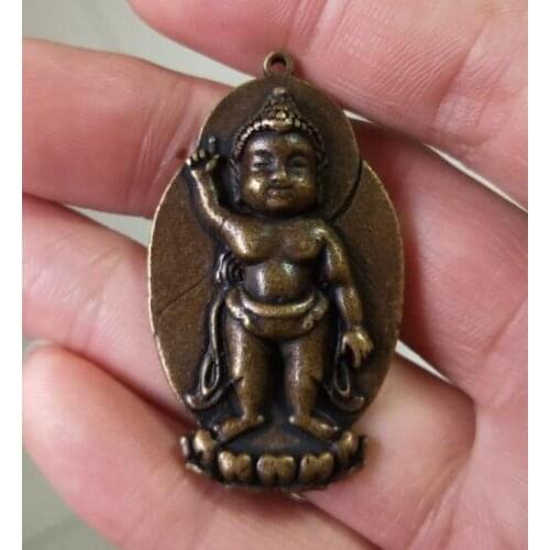 Chinas archaize pure brass Sakyamuni Buddha small pendant