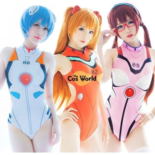 EVA Ayanami Rei Asuka Langley Soryu Sleeveless Jumpsuits Bikini Swimwear Bathing Suit Cosplay Costumes
