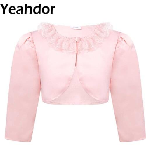 Flower Girls Jacket Long Sleeve Ruffle Lace Splice Cape Kids Wedding Flower Dress Capelet Wrap Coat For Girls Children Clothing