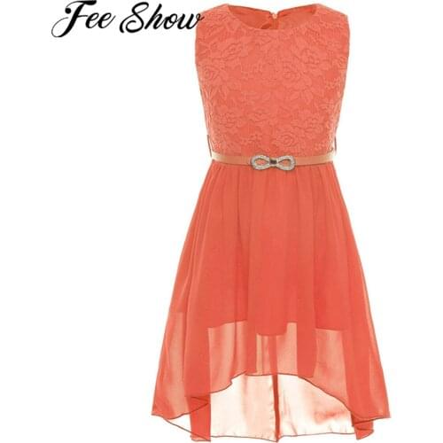 Summer Girls Dress Children Chiffon Lace Floral Princess Dress Elegant Kids Dresses Wedding Birthday Party Flower Girl Clothes