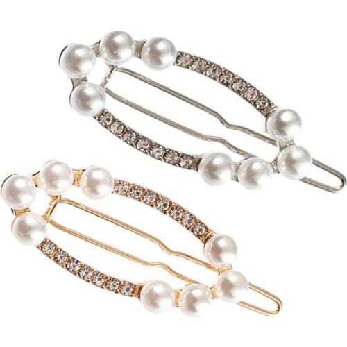 Fashion Crystal Hairpin Pearl Snap Hair Clip Headdress Hair Accessory
