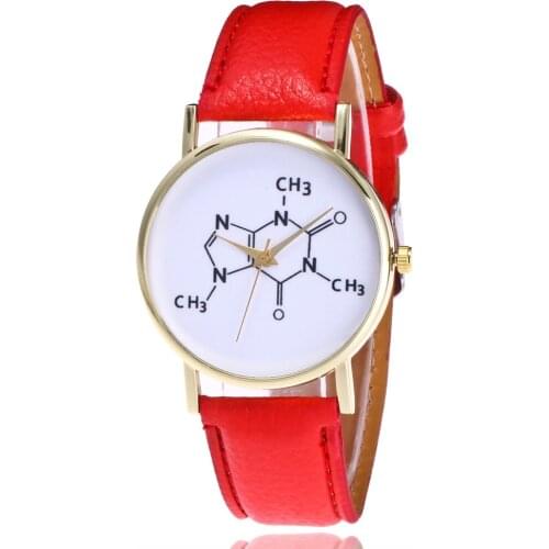 Fashion Chemistry Caffeine Molecules Watch Unique creativity Wrist Watches Leather Quarzt Watches
