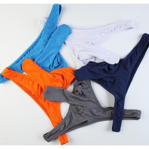 5PCS/Lots Men Thong G-string Male Sexy Elephant Nose Big Pouch Briefs Gay Panties Man Tanga T-back Lingerie Erotic Underwear
