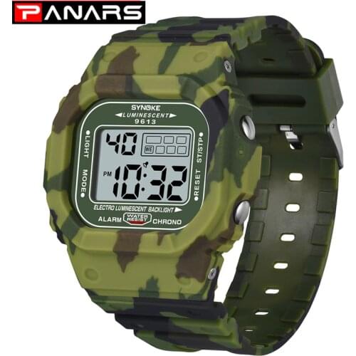 PANARS Men Watch Outdoor Sport 3Bar Waterproof Watches Alarm Clock Week Display Military Fashion Digital Watch reloj hombre 9613