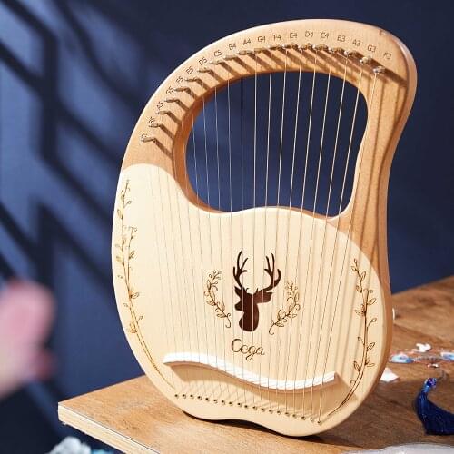 Reindeer 16 Strings Wooden Mahogany Lyre Harp Musical Instrument Lyre Harp Spruce Lye Harp Wood String Instrument For Beginner