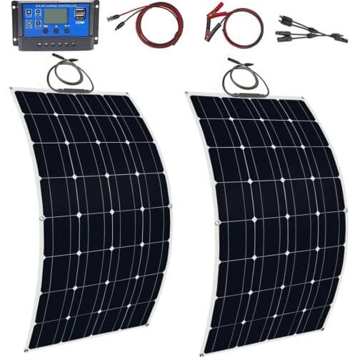100w 200w 300w Flexible Solar Panel High Efficiency PWM Controller Kit for RV/Boat/Car/Home 12V 24V Battery Charger
