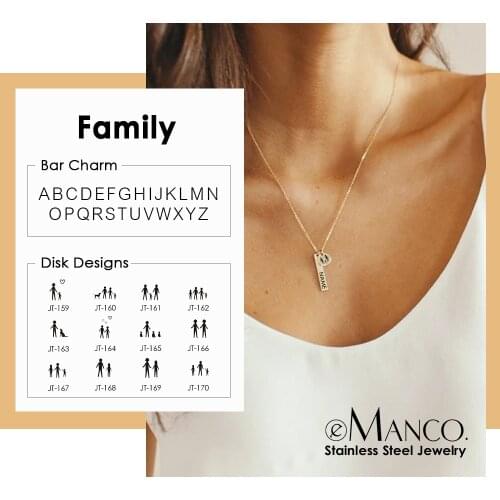 EManco Family Customizable Pendant Necklace 316L Stainless Steel Kids Cat Dog Lovely Jewelry Engrave Anniversary Gifts for Women