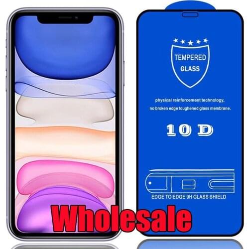 10pcs 10D Tempered Glass Full Glue Cover Premium 9H Screen Protector Film For iPhone 12 Mini 11 Pro Max XS XR X 8 7 6 Plus SE