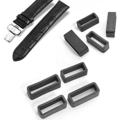 4pc/set PVC Watch Strap Retaining Hoop Loop Black Retainer Buckle Holder Wrist Watch Accessories 10/12/14/16/18/20/22/24/26/28mm
