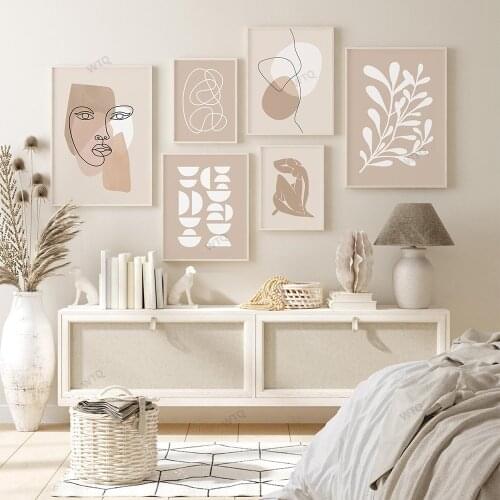 WTQ Boho Line Retro Poster Geometric Abstract Modern Canvas Painting Minimalist Wall Decor Wall Art Picture Room Decor Home Deco