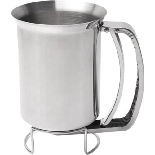 Handheld Pancake Batter Dispenser with Lid Stainless Steel Professional Batter Funnel Kitchen Tool for Baking Cake Cupcakes Crep