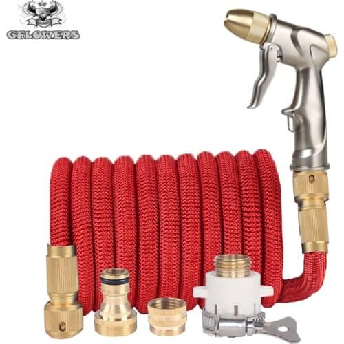 High Quality 25ft-100ft Garden Hose Magic Telescopic flexible Plastic Hose Car Wash Hose Metal Spray Gun Outdoor Garden Watering