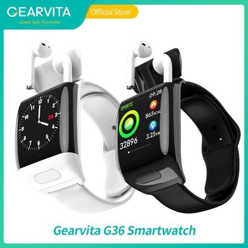 G36 Smart Watch with TWS true Wireless BT 5.0 Earphone music Earbud Torntisc L16 ECG Heart rate Blood Pressure Smartwatch