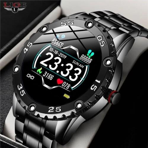 LIGE Men Smart Watch Heart Rate Monitoring Smartwatch Waterproof Fitness Tracker Pedometer Sport Smart Watch Men for Android ios