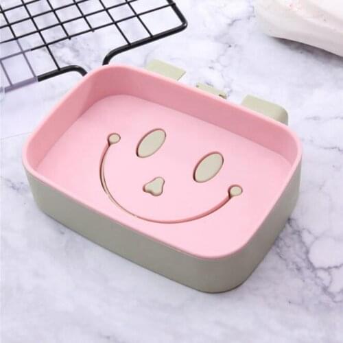 Smiley Soap box Creative Bathroom Wash Soap Holder Drain Soap Tray Rack Fresh Color Double Layered Design Soap Dishes