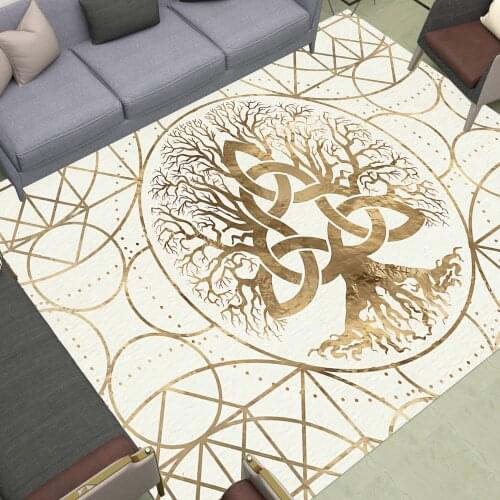 Modern Sofa Area Rugs Tree of Life Floor Mat Strong Roots Living Room Bedroom Bathroom Decoration Large Carpet Print Ribbon Tree
