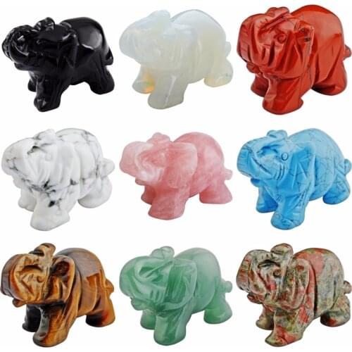 TUMBEELLUWA 1.5" Hand Carved Crystal Stone Elephant Healing Guardian Statue Figurine