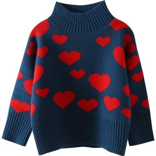 Winter Toddler Girls Clothes Sweaters love turtuleneck cute sweater for kids wear 1-6year baby clothes