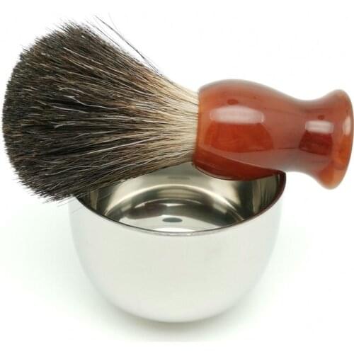 TEYO Black Badger Hair Shaving Brush and Shaving Cup Set Perfect for Shave Cream Safety razor Beard