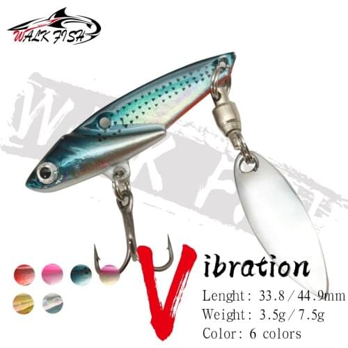 WALK FISH 3.5g 7g VIB Vibration Fishing Lure Rotation Spoons Sequins Metal Lures Artificial Baits Spinner Lead Copper Baits