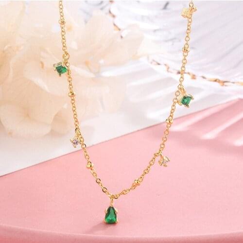 YSH new 100% 925 sterling silver geometric water drop zircon pendant necklaces 2020 woman luxury DIY jewelry gifts free shipping