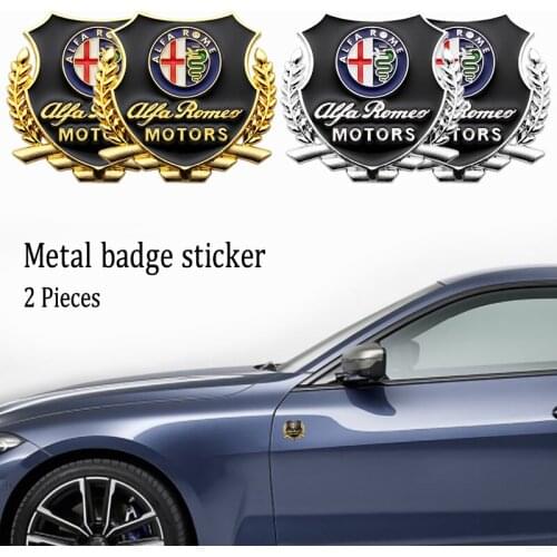 2PCS Car Styling 3D Metal Stickers Decals Emblem Badge For Alfa Romeo 159 147 156 Giulietta 147 159 Mito Auto Accessories