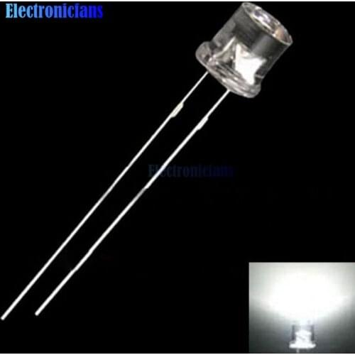50PCS 5MM 2Pin Flat Top White LED Wide Angle Flat Head Light Lamp