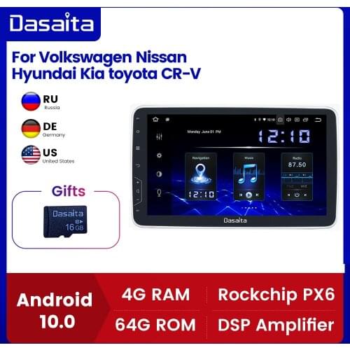 Dasaita For Volkswagen Nissan Hyundai Kia toyota CR-V 10.2" car radio touch screen 2 din android 10 Carplay with DSP 1280*720