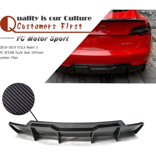 Car Accessories Carbon Fiber Rear Diffuser Fit For 2018-2019 Model 3 YC DESIGN Style Rear Diffuser