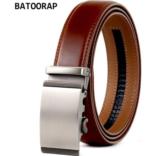 2021 BATOORAP Automatic Buckle Mens Belts Real Leather High Quality Luxury Ratchet Belt For Men Casual Styles TZP-QS007