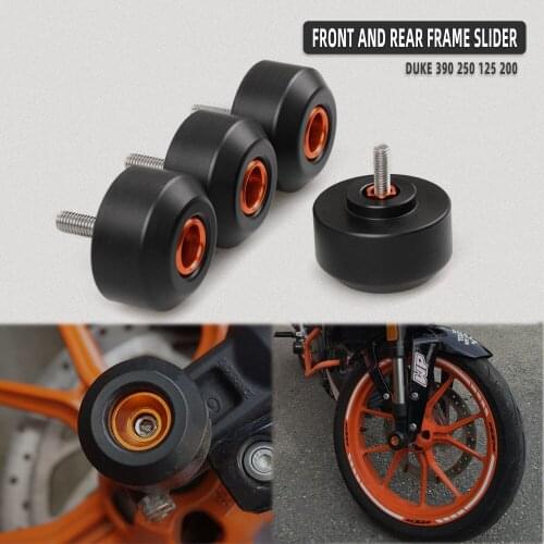 CNC Front Rear Motorcycle Fork Frame Wheel Sliding Crash Pads Falling Protection for DUKE RC 125 390 200 DUKE RC125 RC200